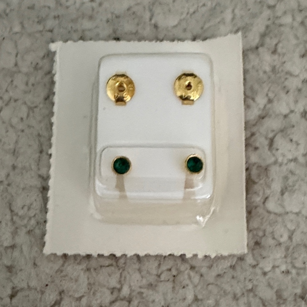 Gold and Green Stud Earrings